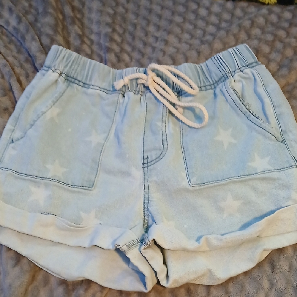 No Boundaries Light Blue Star Jean Shorts